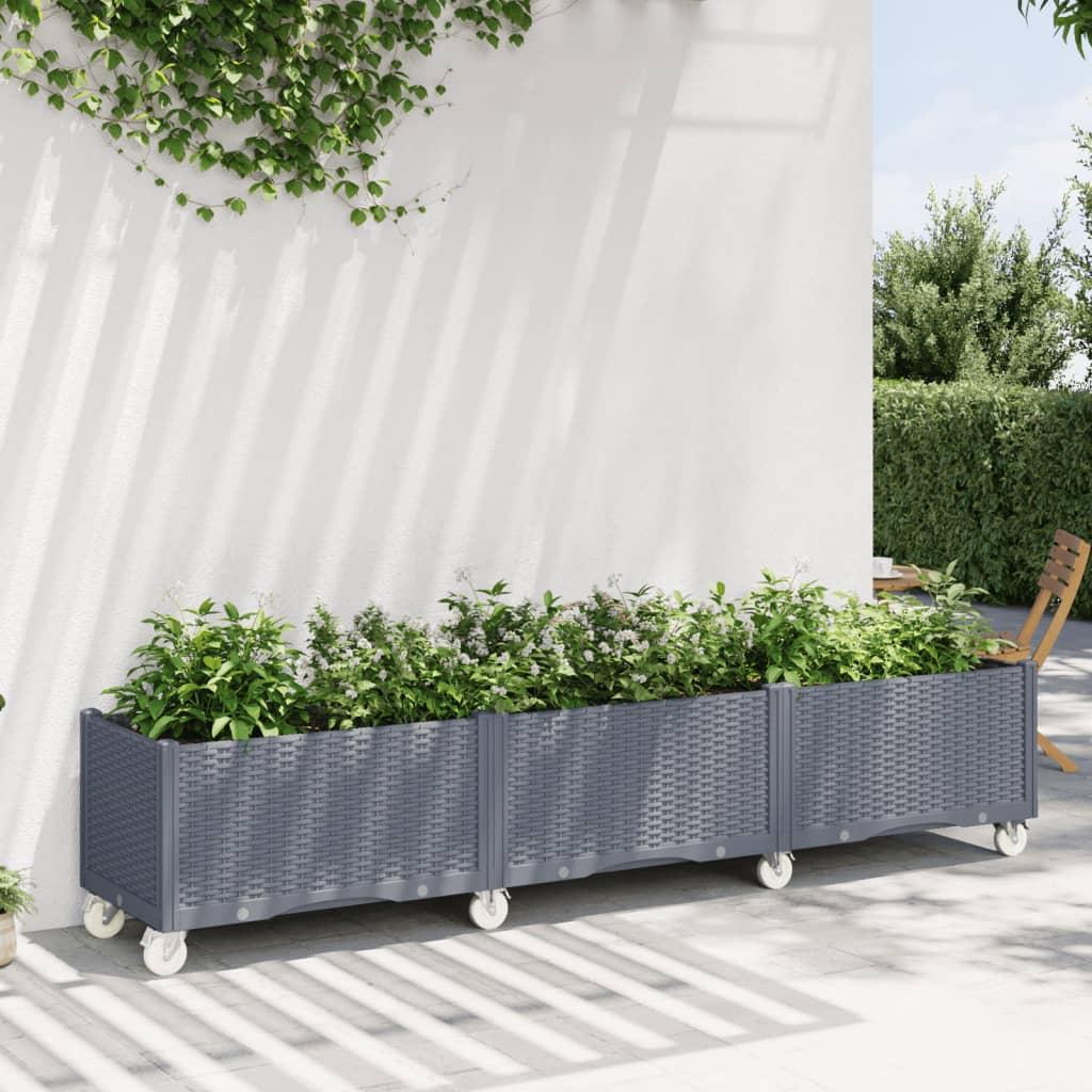 Plantekasse med hjul 240x50x54 cm PP grå