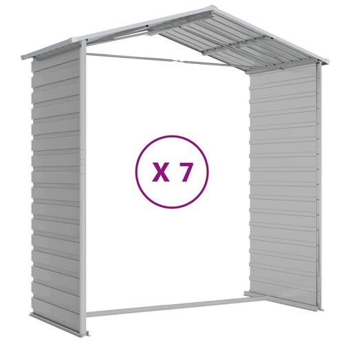 Haveskur 191x640x198 cm galvaniseret stål lysegrå