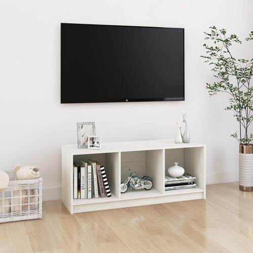 Tv-skab 104x33x41 cm massivt fyrretræ hvid