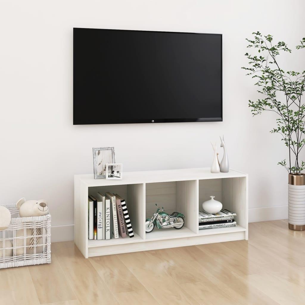 Tv-skab 104x33x41 cm massivt fyrretræ hvid