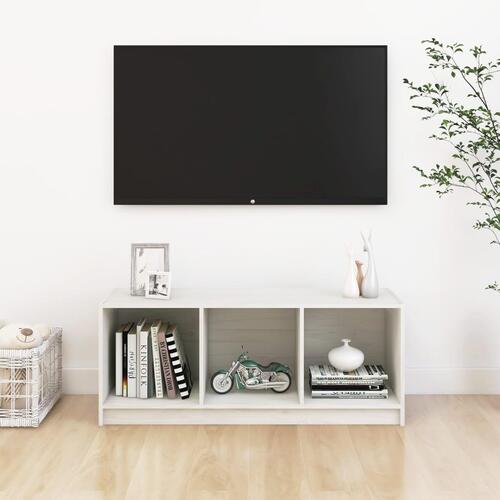 Tv-skab 104x33x41 cm massivt fyrretræ hvid