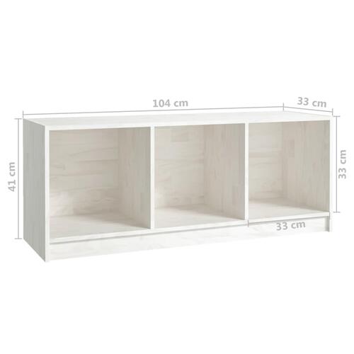 Tv-skab 104x33x41 cm massivt fyrretræ hvid