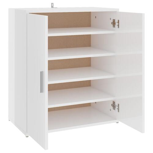 Skoskab 60x35x70 cm konstrueret træ hvid højglans