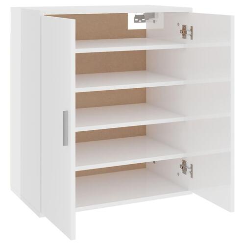 Skoskab 60x35x70 cm konstrueret træ hvid højglans