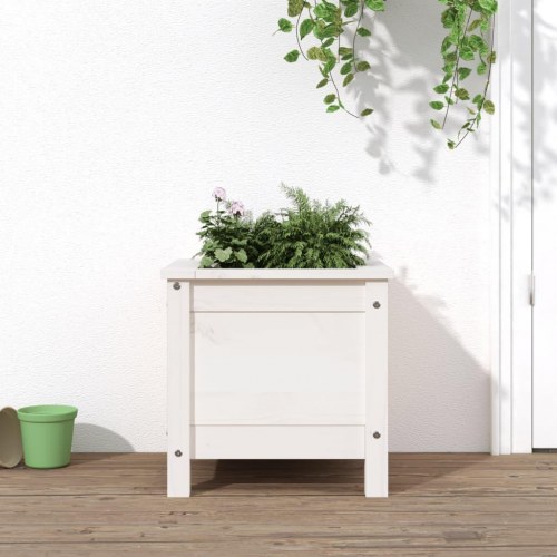 Plantekasse i massivt fyrretræ 40 x 40 x 39 cm - hvid