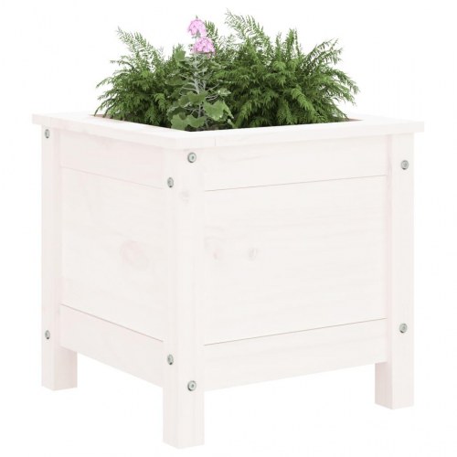 Plantekasse i massivt fyrretræ 40 x 40 x 39 cm - hvid