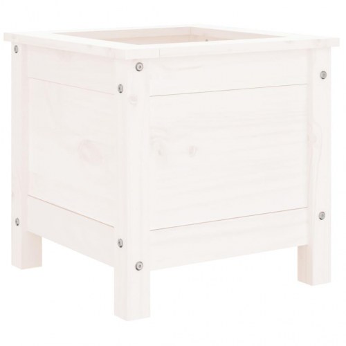 Plantekasse i massivt fyrretræ 40 x 40 x 39 cm - hvid