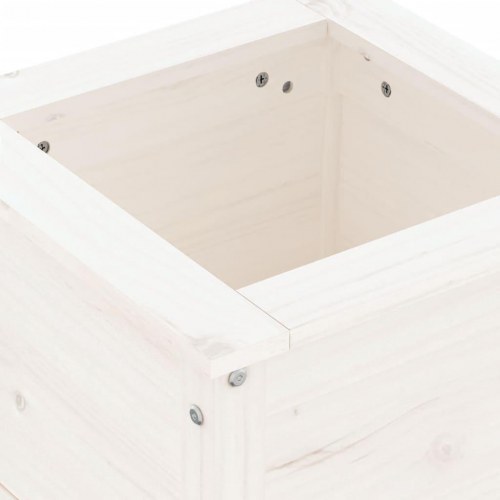Plantekasse i massivt fyrretræ 40 x 40 x 39 cm - hvid