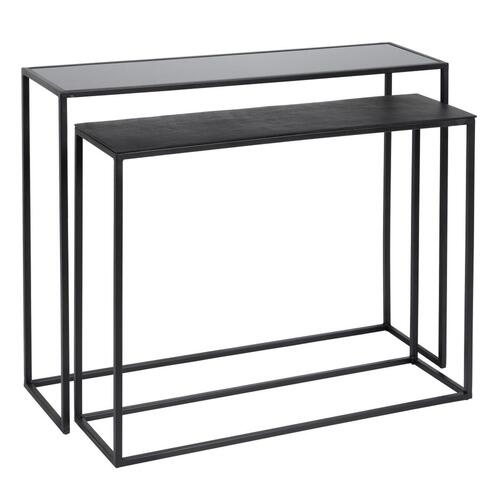 Konsol Sort Aluminium Krystal Jern 98 x 28 x 82 cm (2 enheder)
