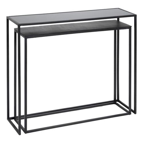 Konsol Sort Aluminium Krystal Jern 98 x 28 x 82 cm (2 enheder)