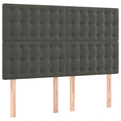 Sengegavl med LED-lys 144 x 5 x 118/128 cm - mørkegrå