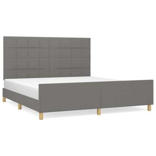 Sengeramme med sengegavl 160x200 cm - stof, mørkegrå