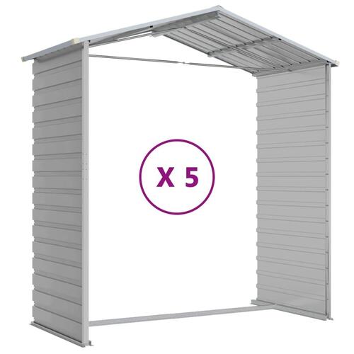 Haveskur 191x470x198 cm galvaniseret stål lysegrå