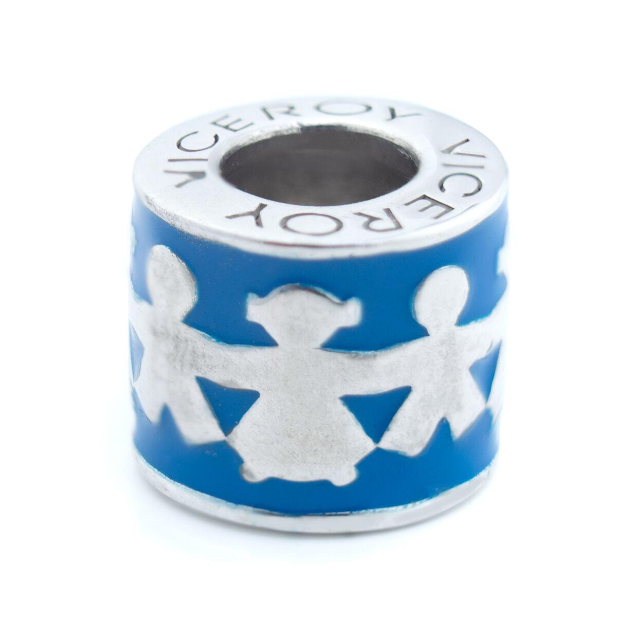 Charm-perle VMM0302-13 - sølvfarvet, blå, 1 cm