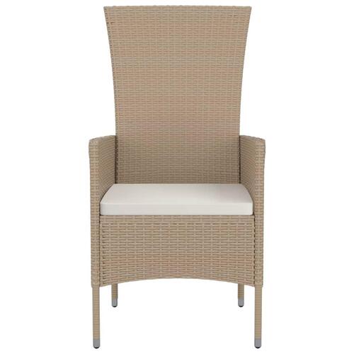 Havestole med hynder 4 stk. polyrattan beige