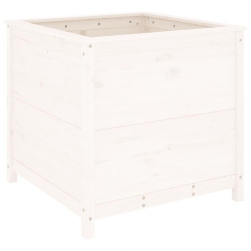 Plantekasse i massivt fyrretræ - hvid, 82,5 x 82,5 x 78 cm