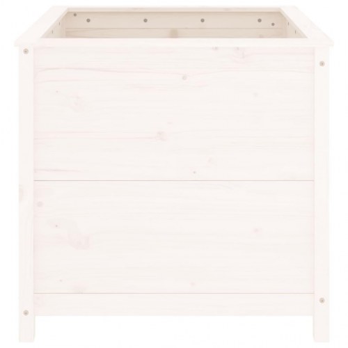 Plantekasse i massivt fyrretræ - hvid, 82,5 x 82,5 x 78 cm