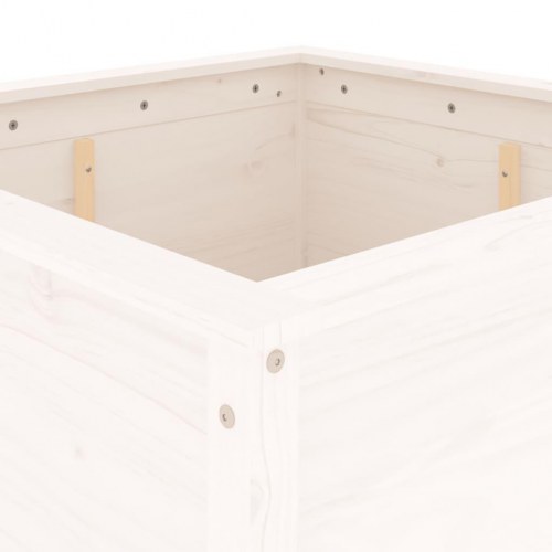 Plantekasse i massivt fyrretræ - hvid, 82,5 x 82,5 x 78 cm