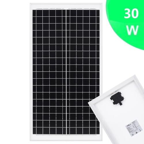 Solcellepanel 30 W polykrystallinsk aluminium og sikkerhedsglas