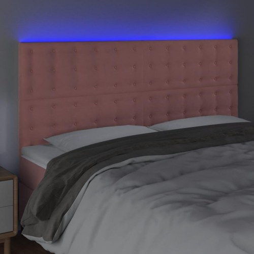 Sengegavl med LED-lys 160 x 5 x 118/128 cm - lyserød