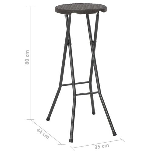 Foldbare barstole 2 stk. HDPE og stål brun rattanlook