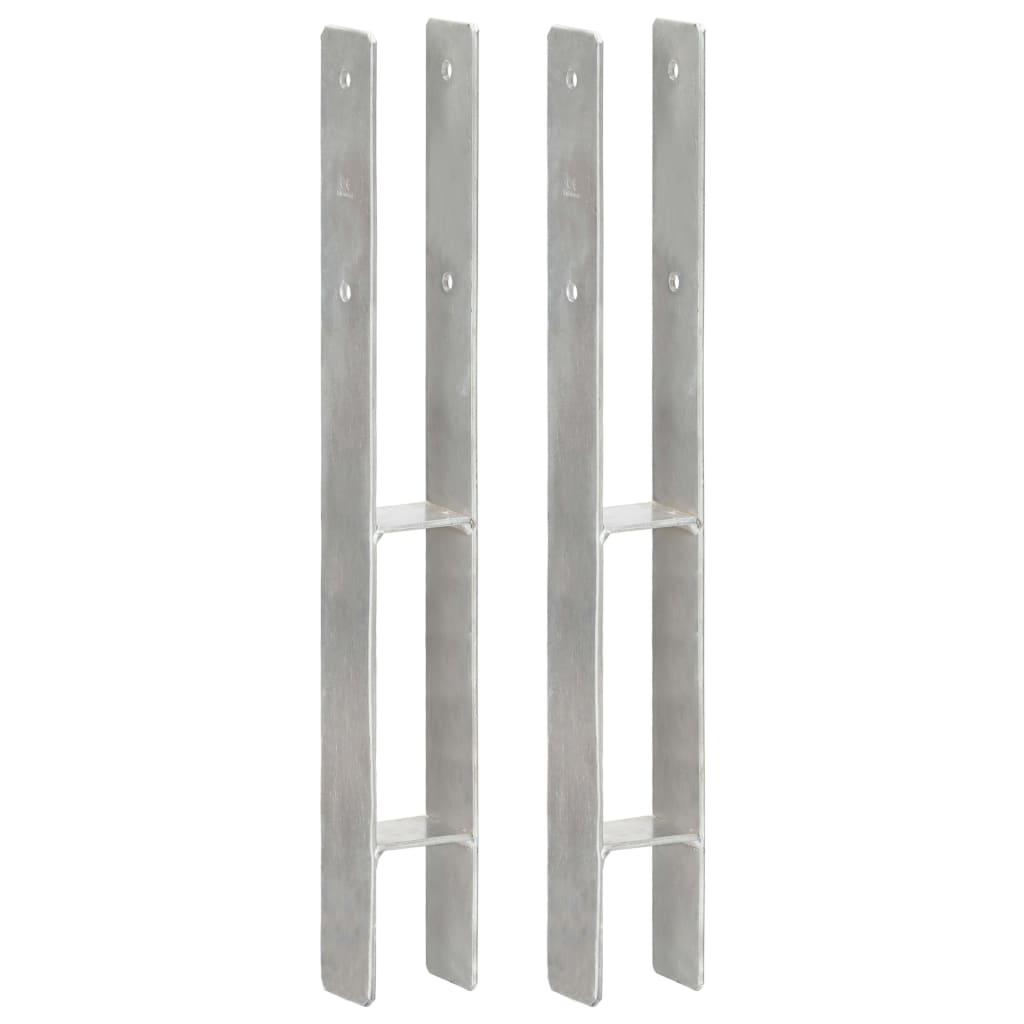 Hegnspløkker 2 stk. 7x6x60 cm galvaniseret stål sølvfarvet