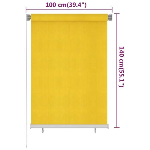 Udendørs rullegardin 100x140 cm HDPE gul
