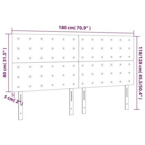 Sengegavl med LED-lys 180 x 5 x 118/128 cm i fløjl - mørkegrå