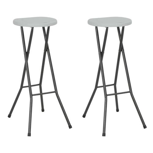 Foldbare barstole 2 stk. HDPE og stål hvid