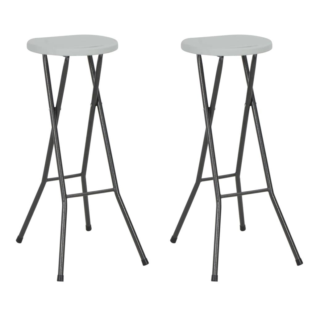 Foldbare barstole 2 stk. HDPE og stål hvid