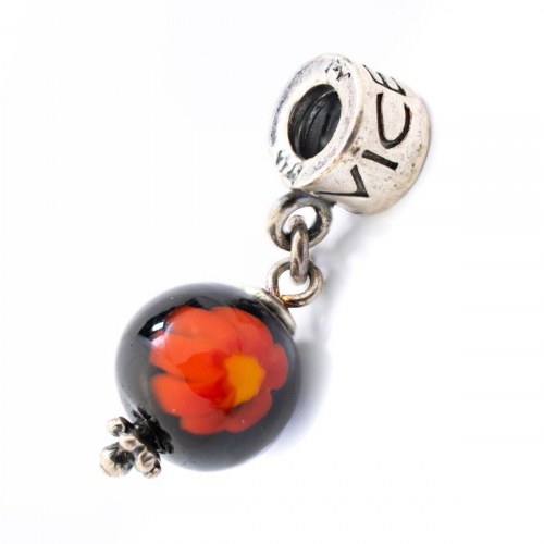 Charm-perle VMB0033-25 - blå, 1 cm, sterling sølv