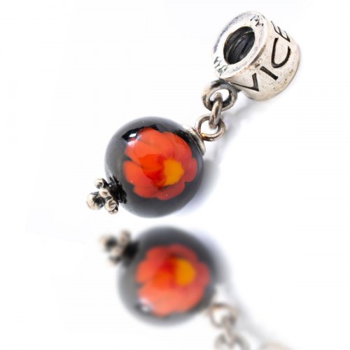 Charm-perle VMB0033-25 - blå, 1 cm, sterling sølv