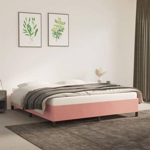 Sengeramme 160x200 cm i fløjl - pink