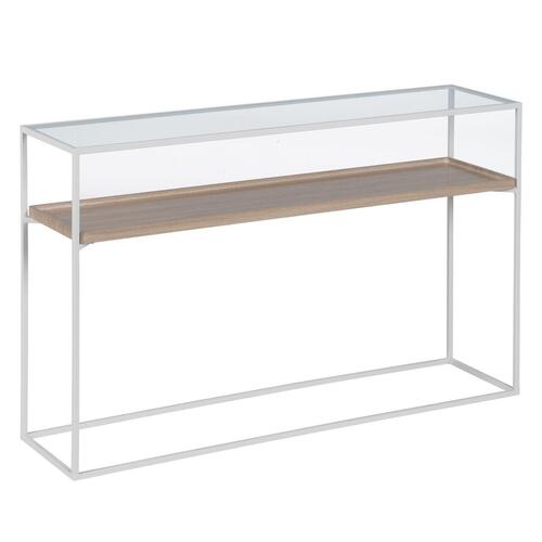 Konsol Hvid Natur Krystal Jern Træ MDF 120 x 30 x 75 cm