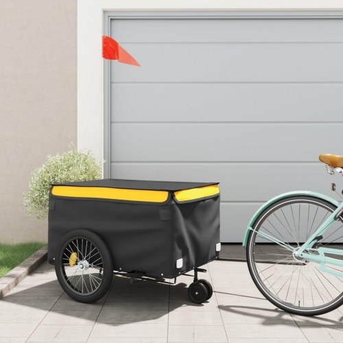Cykelanhænger 45 kg - jern, sort/gul