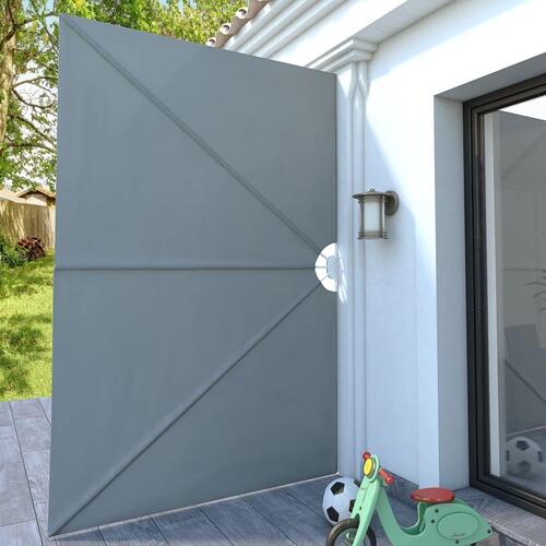 Sammenklappelig sidemarkise til terrasse grå 300 x 200 cm