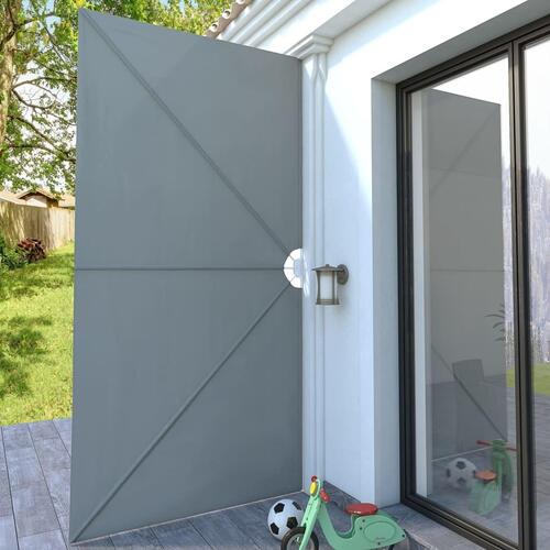 Sammenklappelig sidemarkise til terrasse grå 400 x 200 cm