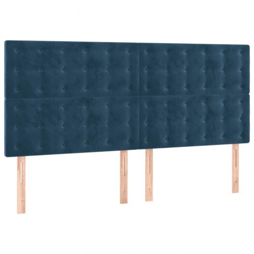 Sengegavl med LED-lys 200 x 5 x 118/128 cm - mørkeblå