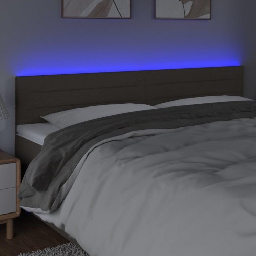 Sengegavl med LED-lys 200 x 5 x 78/88 cm - gråbrun
