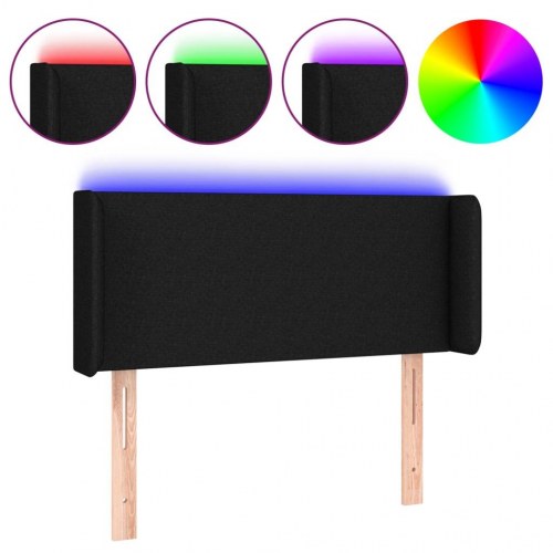 Sengegavl med LED-lys 83 x 16 x 78/88 cm - sort