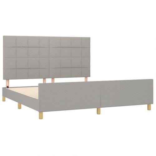 Sengeramme med justerbar sengegavl 180x200 cm - stof, lysegrå