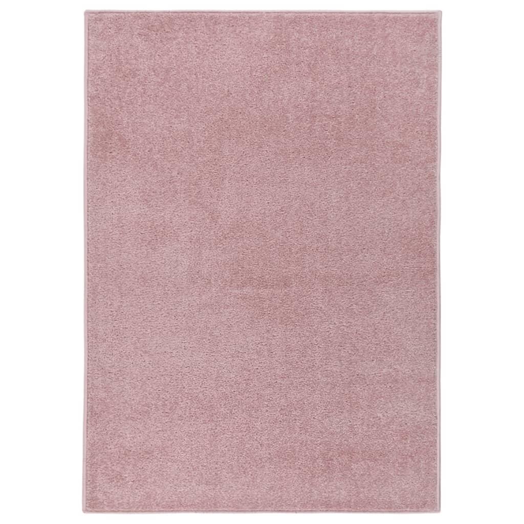 Gulvtæppe 240x340 cm kort luv lyserød