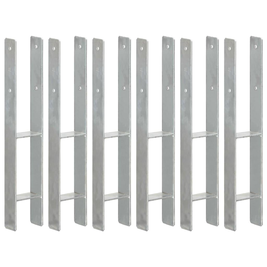 Hegnspløkker 6 stk. 9x6x60 cm galvaniseret stål sølvfarvet