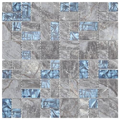 Mosaikfliser 11 stk. 30x30 cm glas grå og blå
