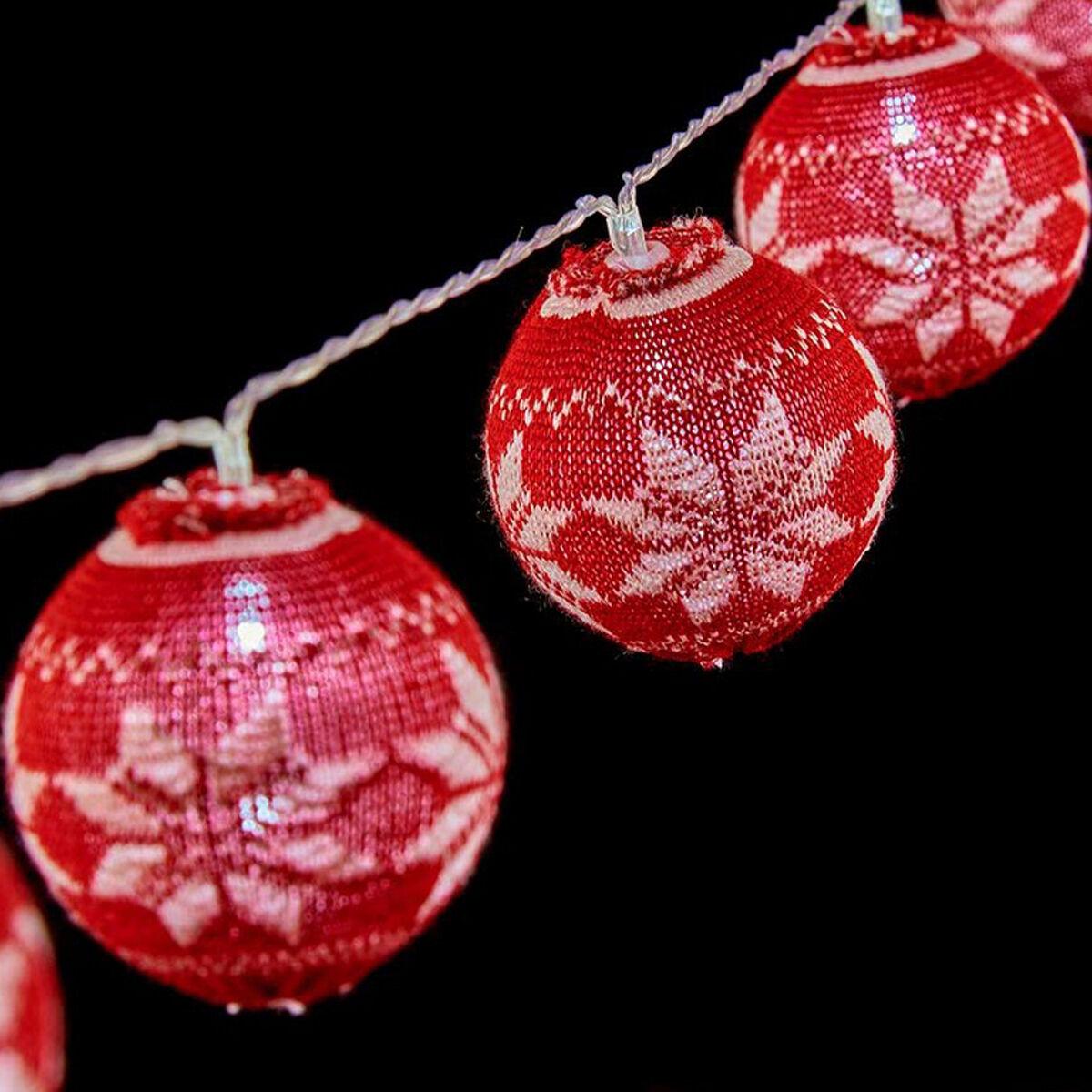 Krist+ guirlande med LED-kugler - hvid/rød, 2 m, Ø 6 cm