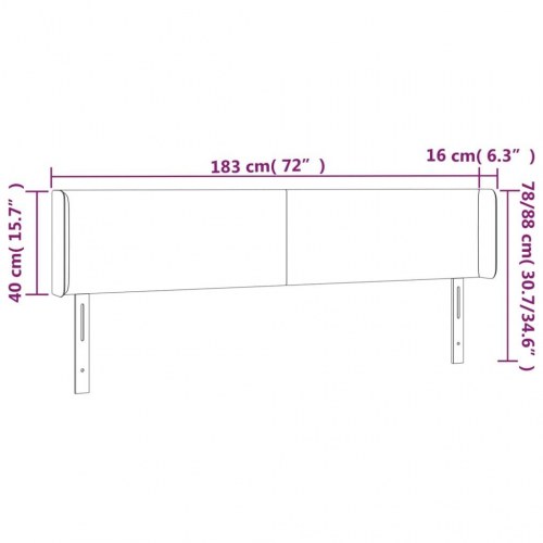 Sengegavl med LED-lys i kunstlæder 183 x 16 x 78/88 cm - cappuccino