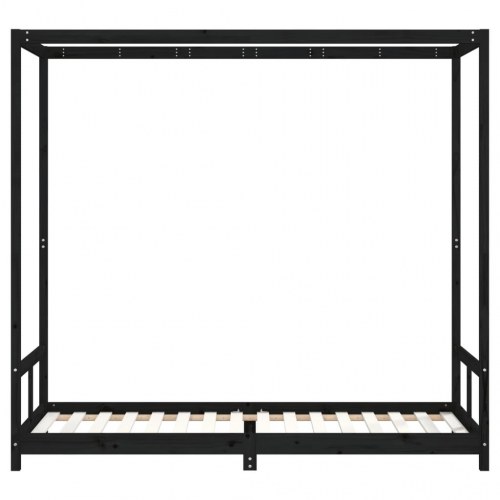 Sengeramme til juniorseng 80×200 cm - massivt fyrretræ, sort