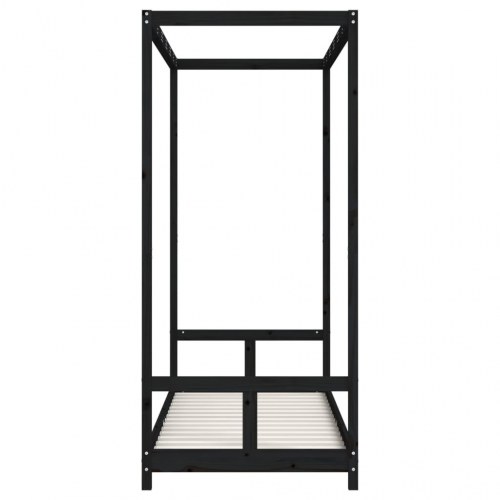 Sengeramme til juniorseng 80×200 cm - massivt fyrretræ, sort