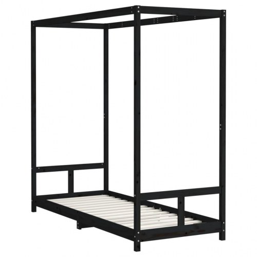 Sengeramme til juniorseng 80×200 cm - massivt fyrretræ, sort