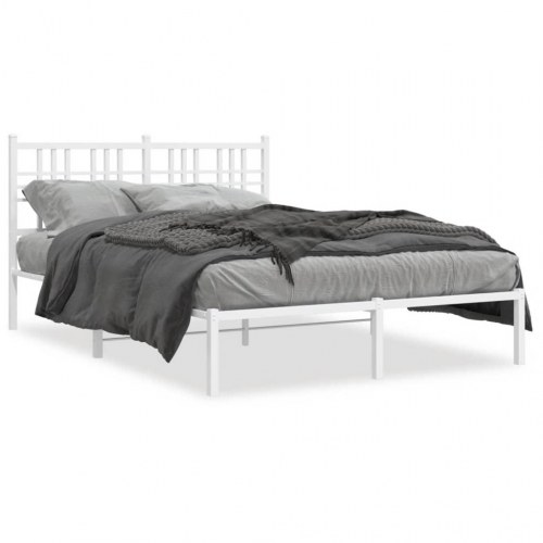 Sengeramme med sengegavl 120 x 190 cm metal - hvid